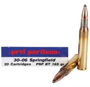 Prvi PPU 30-06 Springfield Ammunition PP30062 165 Grain Pointed Soft Point 20 rounds