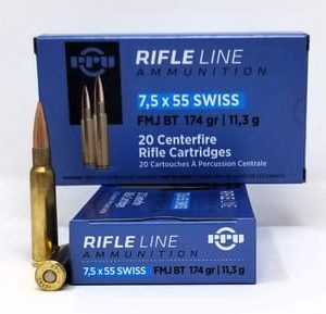 Prvi 7.5x55 Swiss Ammunition PP7SF 174 Grain Full Metal Jacket 20 Rounds