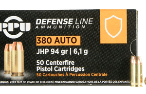 Prvi PPU 380 Auto Ammunition Defense PPD380A 94 Grain Jacketed Hollow Point 50 rounds