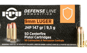 Prvi PPU 9mm Luger Ammunition Defense PPD92 147 Grain Jacketed Hollow Point 50 rounds