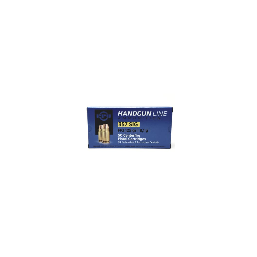 Prvi PPU 357 Sig Ammunition Handgun PPH357S 125 Grain Flat Point Jacketed 50 Rounds - Image 2
