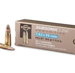 Prvi 7.62x39mm Subsonic Ammunition PPS76239 182 Grain Full Metal Jacket 20 Rounds