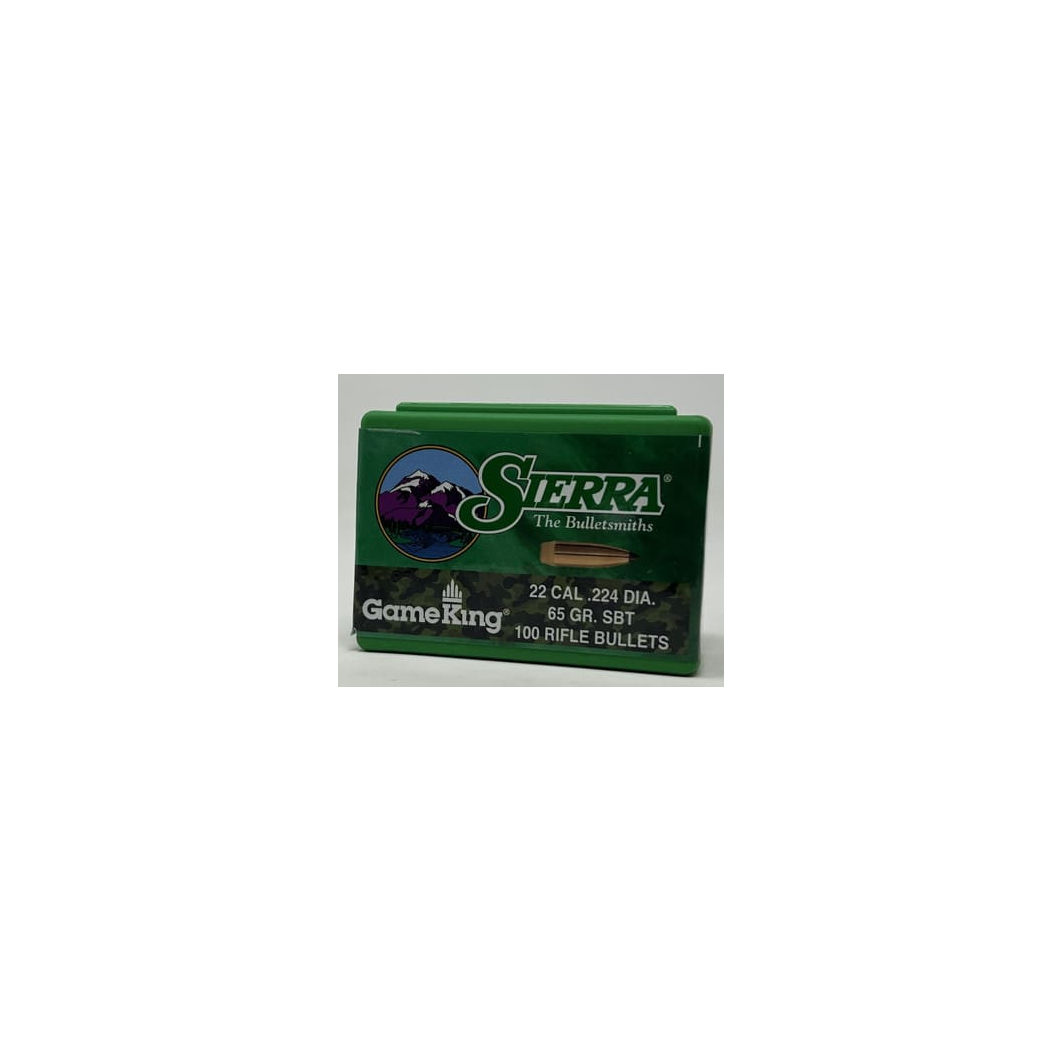 Sierra 22 Cal (.224 Dia) Reloading Bullets Gameking SRAA1395 65 Grain Boat Tail Spitzer Soft Point 100 Pieces - Image 2