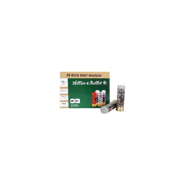 Sellier & Bellot 12 Gauge Ammunition SB12BSA 3" 00 Buck 15 Pellets 1207fps 10 Rounds - Image 2
