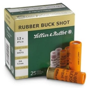 Seller & Bellot 12 Gauge Ammunition SB12RSA 2-5/8" Rubber Buck Shot 15 Pellet 1476fps 25 Rounds