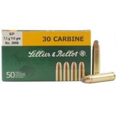 Sellier & Bellot 30 Carbine Ammunition 110 Grain Soft Point SB30B 50 rounds