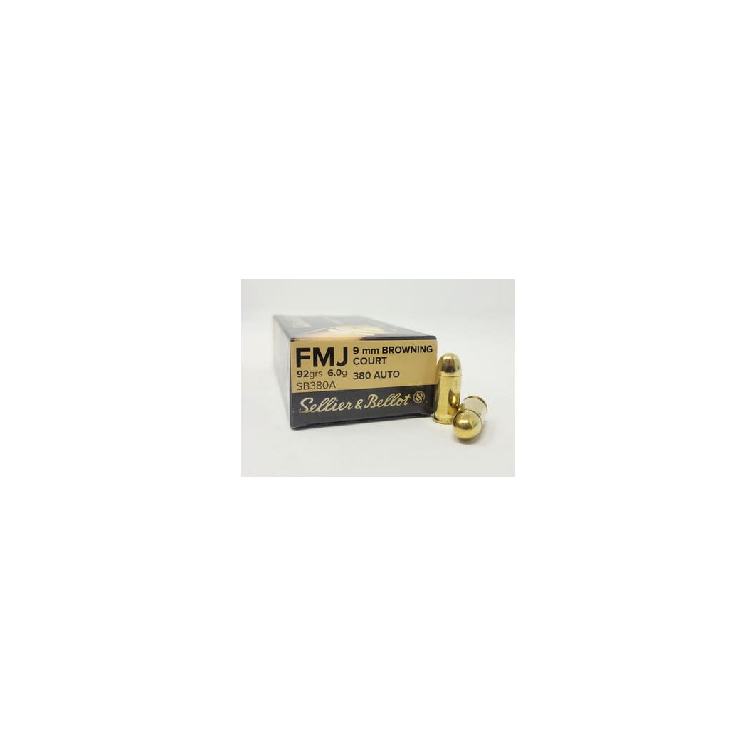 Sellier & Bellot 380 Auto Ammunition SB380A 92 Grain Full Metal Jacket 50 rounds - Image 2