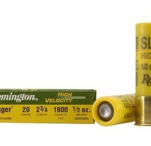 Remington 20 Gauge Ammunition Slugger SPHV20RS 2-3/4" 1/2 oz Rifle Slug 5 rounds