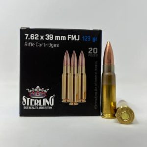 Sterling 7.62x39mm Ammunition Brass Case STRLG76239BRASS 123 Grain Full Metal Jacket 20 Rounds