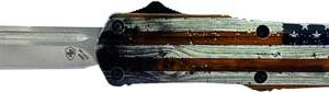 TEMPLAR KNIFE SMALL OTF WOOD - US FLAG 2.75" SILVER TANTO