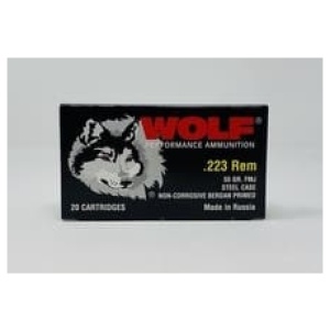Wolf 223 Rem Ammunition 55 Grain Full Metal Jacket 20 Rounds