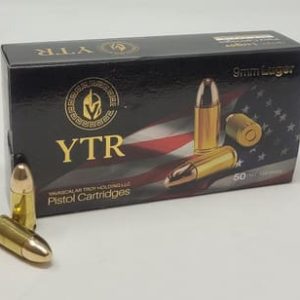 YTR 9mm Luger Ammunition YTR9MMFMJ 124 Grain FMJ 50 Rounds