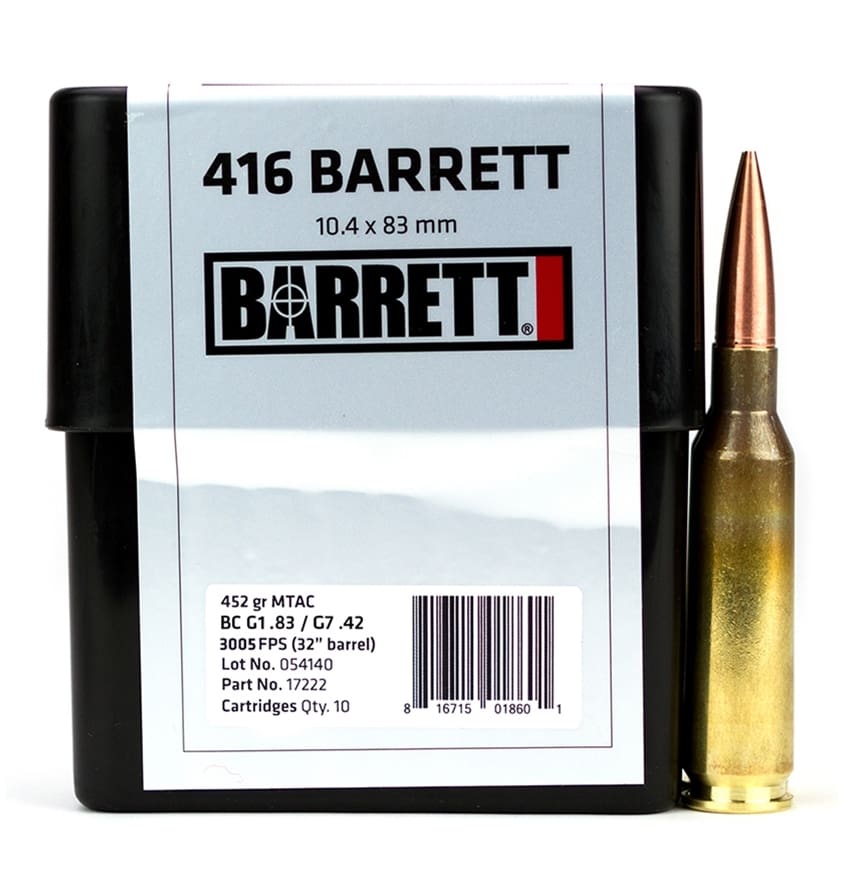 BARRETT FIREARMS AMMO 416BAR 452GR MTAC 10RD
