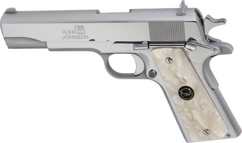 IVER JOHNSON 1911A1 45ACP 5" - FS 8RD CHROME WHITE PEARL GRIP - Image 2