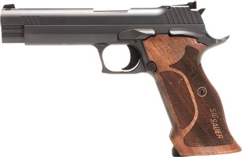 SIG P210 TARGET 9MM 5" ADJ SGT - (2)8RD WALNUT GRIP BLUED