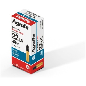 Aguila Ammunition .22 LR Subsonic Rifle Ammo - 38 Grain | HP | 50rd Box