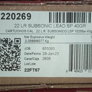 Aguila Ammunition .22 LR Subsonic Rifle Ammo - 40 Grain | Solid Point | 1000rd Case