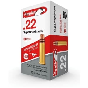 Aguila Ammunition .22 LR Super Max Rifle Ammo - 30 Grain | Copper Plated Solid Point | 50rd Box