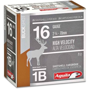 Aguila Ammunition 16ga Buckshot 2.75 inch Shotgun Shells - 1Buck | 1-1/8oz | 1250 fps | 25rd Box