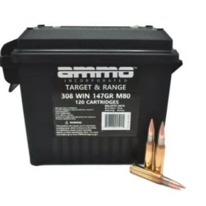 Ammo Inc Target and Range .308 Winchester Rifle Ammo - 147 Grain | FMJ | 120rd Can