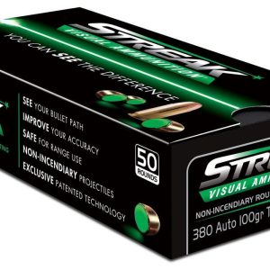 Ammo Inc STREAK Target .380 ACP Handgun Ammo - 100 Grain | TMC | Green | 50rd Box