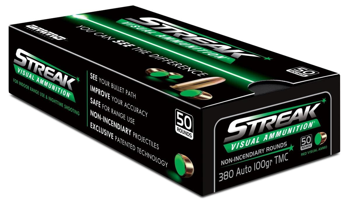 Ammo Inc STREAK Target .380 ACP Handgun Ammo - 100 Grain | TMC | Green | 50rd Box