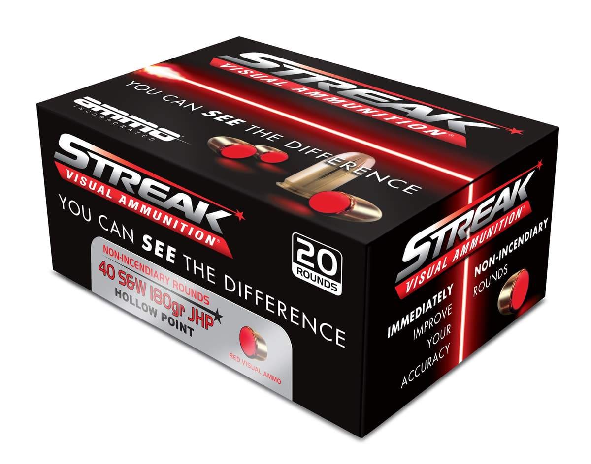 Ammo Inc STREAK Defense .40 S&W Handgun Ammo - 180 Grain | FMJ | Red | 20rd Box