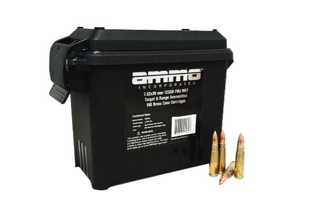 Ammo Inc Target and Range 7.62x39 Rifle Ammo - 123 Grain | FMJ | 180rd Can