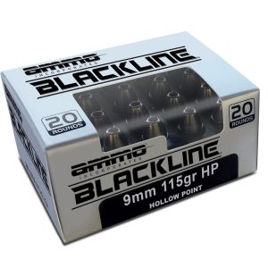 Ammo Inc BlackLine 9mm Luger Handgun Ammo - 115 Grain | JHP | 20rd Box