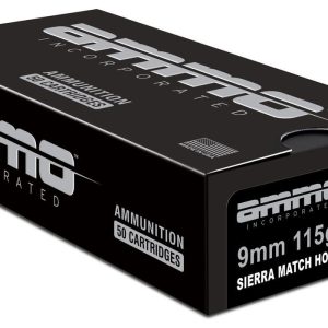 Ammo Inc Signature Match 9mm Luger Handgun Ammo - 115 Grain | Sierra Match HP | 50rd Box