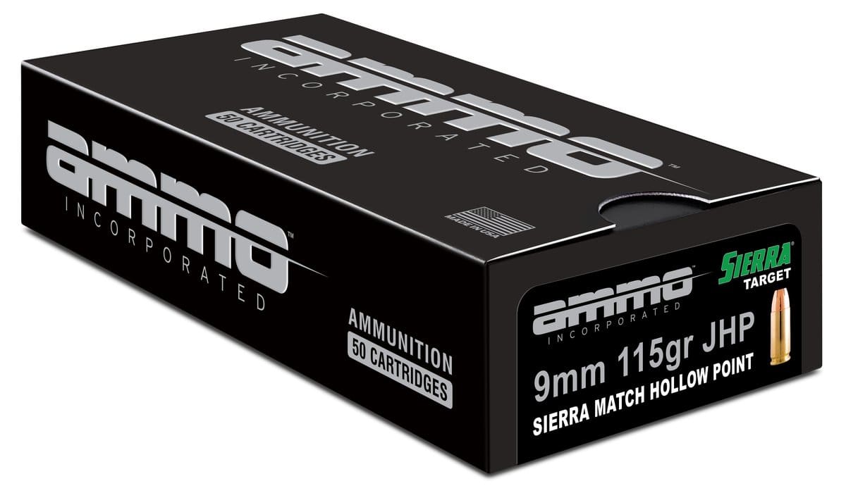 Ammo Inc Signature Match 9mm Luger Handgun Ammo - 115 Grain | Sierra Match HP | 50rd Box