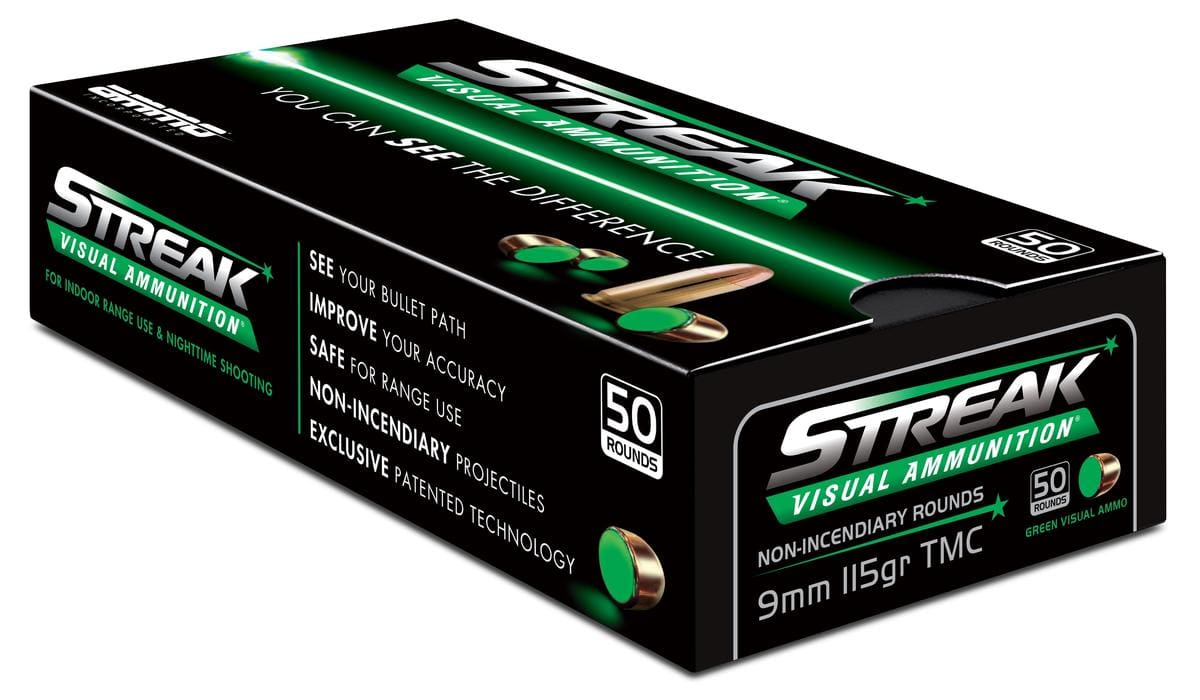Ammo Inc STREAK Target 9mm Luger Handgun Ammo - 115 Grain | TMC | Green | 50rd Box