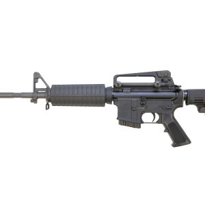 Bushmaster M4 Patrolman's Carry Handle-CA AR15 Rifle - Black | 5.56NATO | 16" Barrel | A2 Handguard w/ Detachable Carry Handle | A2 Flash Hider | M4 Collapsible Stock | Fixed 10rd Mag | CA Compliant