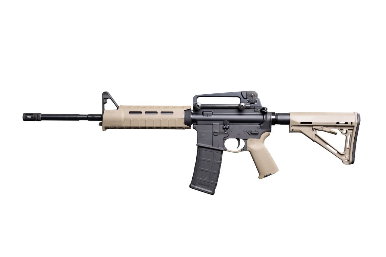 Bushmaster M4 Patrolman's MOE AR15 Rifle - FDE | 5.56NATO | 16" Barrel | Magpul MOE Furniture w/ Detachable Carry Handle | A2 Birdcage flash hider