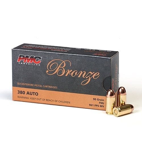 PMC Bronze .380 ACP Handgun Ammo - 90 Grain | FMJ | 50rd Box
