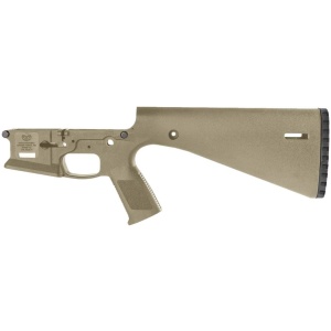 Wraithworks WARP-15 Polymer Stripped AR15 Lower Receiver - FDE | Integral Buttstock & Pistol Grip | Trap Door Buttplate