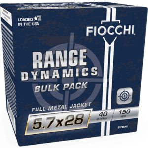 Fiocchi 5.7x28mm Ammunition Range Dynamics FI57FMJ40 40 Grain Full Metal Jacket Bulk Pack 150 Rounds
