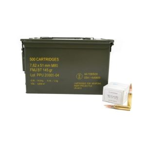 PPU 7.62X51 FMJBT 145GR RANGE MST 500RD CAN