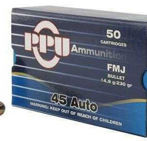PPU 45 AUTO 230GR FMJ 50RD BOX 10 BOXES PER CASE
