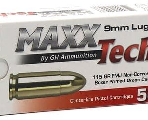 MAXX TECH 9MM 115 GRAIN FMJ 50RD BX 10 BXS PER CASE