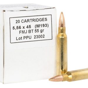 PPU 5.56MM M193 55GR FMJBT 1000 RD CASE 50 20 RD WHT BX'S