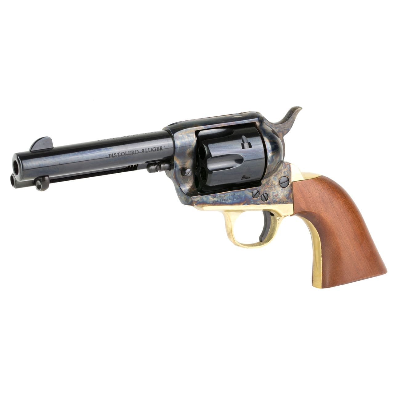 CIMARRON PISTOLERO 45LC REVOLVER PW 4-3/4" CASE COLOR HRDND WALNUT GRIP