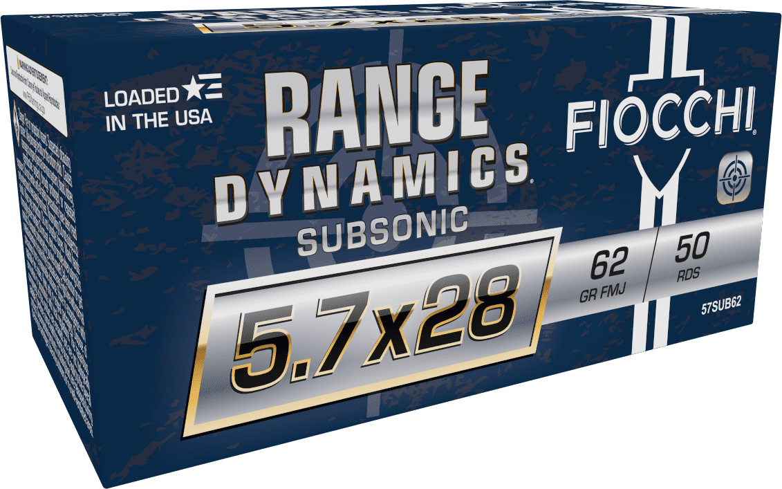 FIOCCHI 5.7X28 RANGE DYNAMICS SUBSONIC 62G 50RD BX 500RD CS
