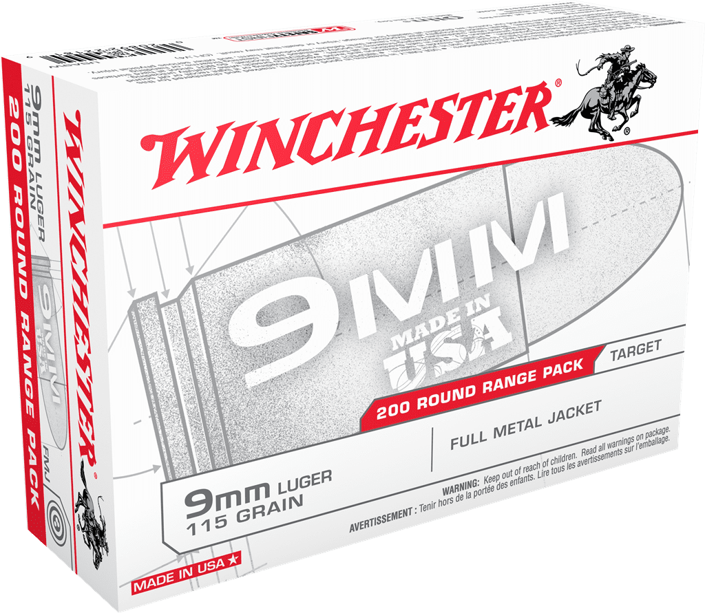 WINCHESTER USA 9MM 115GR FMJ 200RD BOX 1000RD CASE