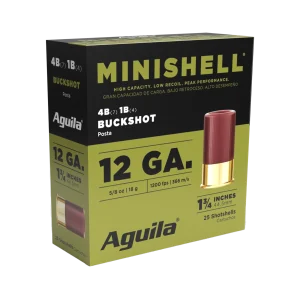 AGUILA 12GA MINI SHELL 1 3/4" 5/8 OZ BUCK 25RD BX 10 BOXES PER CS