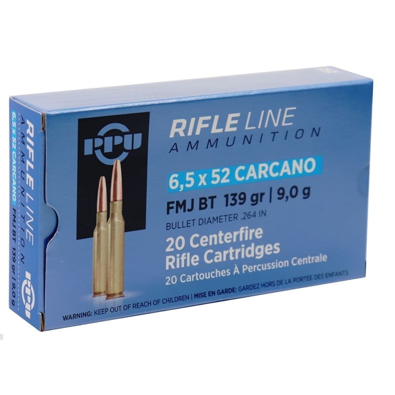 PPU 6.5X52 CARCANO FMJ 139G 20RD BOX 10 BOXES PER CASE