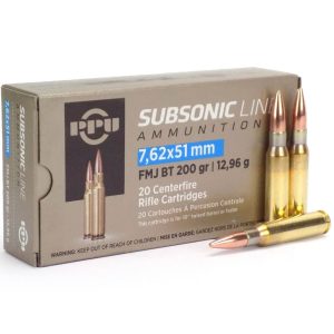 PPU 7.62X51 SUBSONIC FMJ BT 200GR 20RD BOX 10 BOXES PER CASE