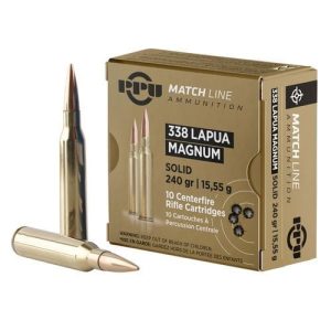 PPU .338 LAPUA MAGNUM MATCH SOLID 240GR 10RD BOX 20 BOXES PER CASE