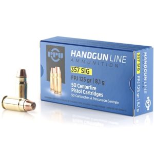 PPU .357 SIG FPJ 125G 50RD BOX 20 BOXES PER CASE
