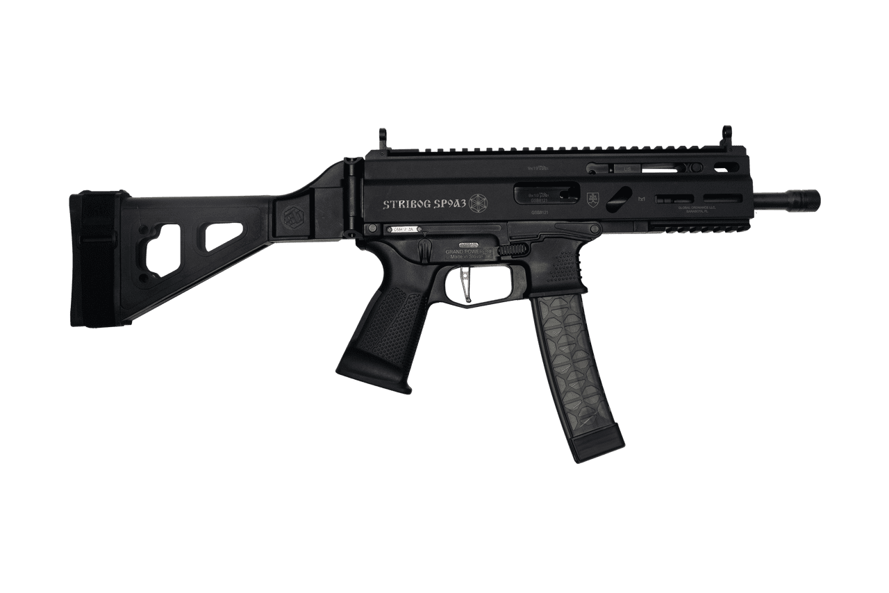 GRAND POWER STRIBOG SP9A3 9MM SUB BLK PSTL W/SBT BRC 8" THRD BRL 3-30RD